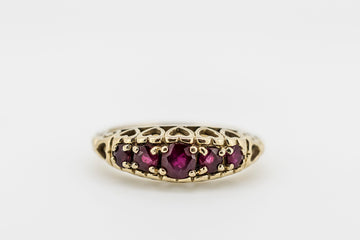 9ct Gold Vintage Inspired Ring with Rhodalite Garnets