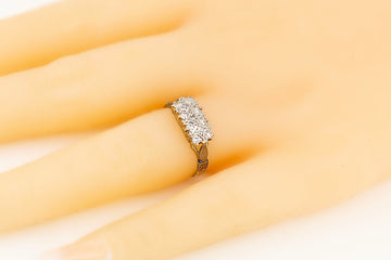 18ct Yellow Gold 3 Row Pave Set 9 Diamonds Ring #8359