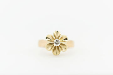 14ct Yellow Gold Custom Made Flower Inspired Setting with Solitaire Diamond #8360