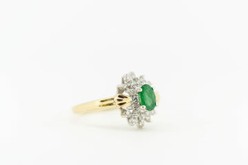 14ct Yellow Gold Emerald and Diamond Ring #8363
