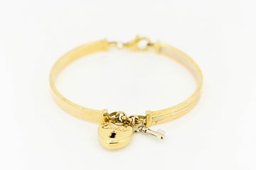 18ct Yellow Gold Cartier Heart Locket and Key Bracelet #8373