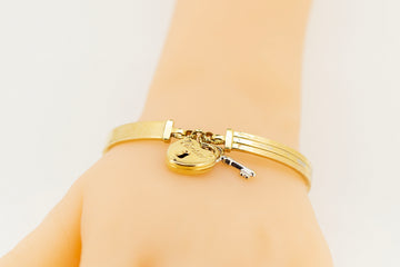 18ct Yellow Gold Cartier Heart Locket and Key Bracelet #8373