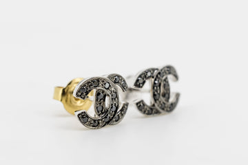 CHANEL EARRINGS IN 18CT WHITE GOLD WITH BLACK DIAMONDS