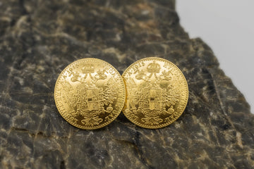 1915 Austrain Empire Earrings 2 Ducats Coins 24K Gold / 7.2g