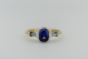 14ct Yellow and White Gold Bezel Set Amethyst Ring #9353