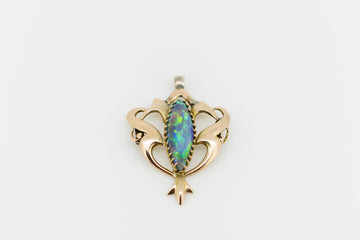 9ct Yellow Gold Custom Made Opal Pendant #9375