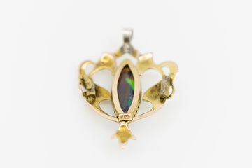 9ct Yellow Gold Custom Made Opal Pendant #9375