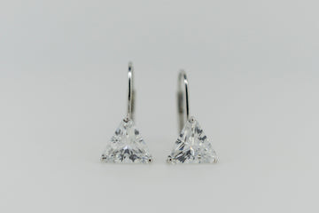 14ct White Gold Triangle CZ Earrings #9362
