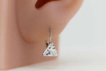 14ct White Gold Triangle CZ Earrings #9362