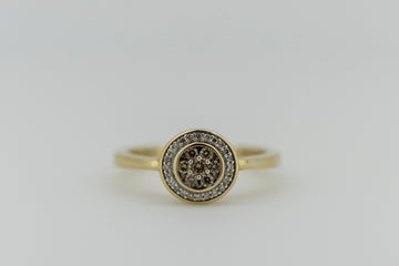 9ct Yellow Gold Diamond Halo Ring #9368