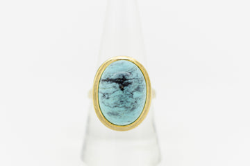14ct Yellow Gold African Turquoise Cocktail Ring #9368