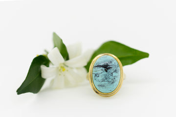 14ct Yellow Gold African Turquoise Cocktail Ring #9368