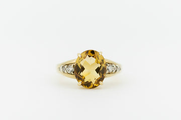 18ct Yellow Gold Citrine and Diamond Ring #9370