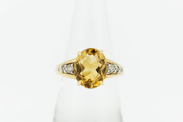18ct Yellow Gold Citrine and Diamond Ring #9370