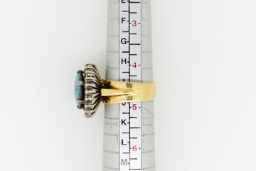 18ct Yellow Gold Turquoise Opal and Diamond Ring #9371