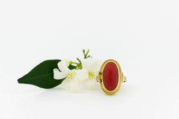 14ct Yellow Gold Orange Carnelian Agate Cocktail Ring #93732