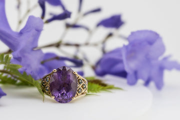 14ct Yellow Gold Amethyst and Topaz Cocktail Ring #BPRS