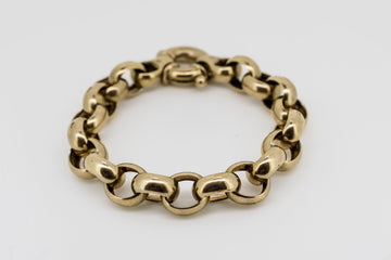 9CT GOLD BELCHER CHAIN BRACELET WITH HALLMARKED LINKS