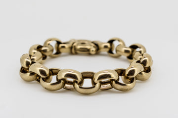 9CT GOLD BELCHER CHAIN BRACELET WITH HALLMARKED LINKS