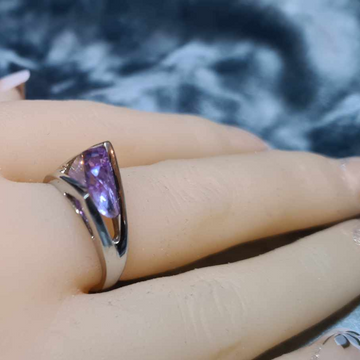 9ct White Gold Unique Ring with Amethyst Stone # 90809