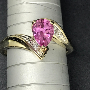 9ct Yellow Gold Pear-Shaped Pink Sapphire and Diamond Ring #25815-5