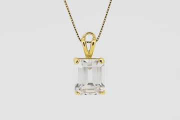 18ct Gold Necklace and Pendant with Glass Simulant Diamond