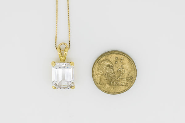 18CT GOLD NECKLACE AND PENDANT WITH GLASS SIMULANT DIAMOND – Once Loved ...