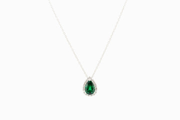 18ct white gold necklace with Lab created emerald and diamonds #synthem