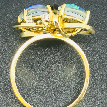 14ct gold amazing colours opal and diamond ring #1348