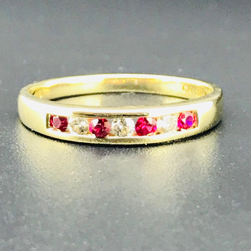 9ct Gold Ring With Ruby & Diamonds #1369