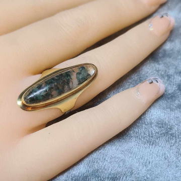 Custom made 14ct gold ring with Moss Agate #27641-6