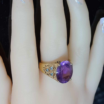 14ct Yellow Gold Amethyst and Topaz Cocktail Ring #BPRS