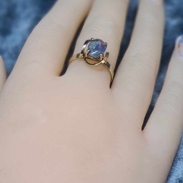 Custom made 9ct gold and opal (doublet) ring #27613