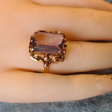 14CT GOLD RING WITH LIGHT PURPLE AMETHYST STONE #K12