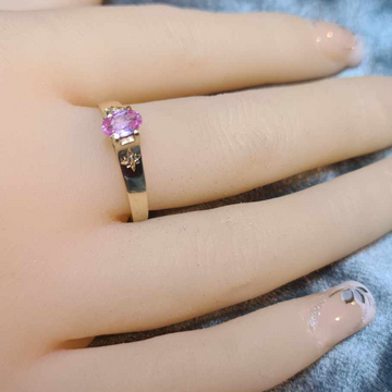 9ct Gold Ring with Pink Sapphire and Diamonds #2722