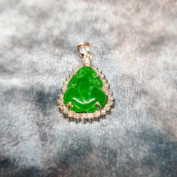 12ct White Gold Pendant, Diamond and Jade Frog