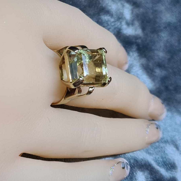 18CT Yellow Gold Ring With Large Lemon Quartz Stone #LQ14CT