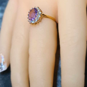 9ct Yellow Gold Amethyst and White Sapphires #25941