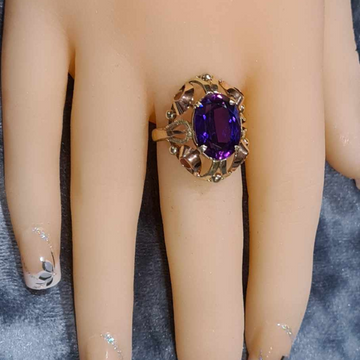 14CT GOLD RING WITH AMETHYST STONE #K10