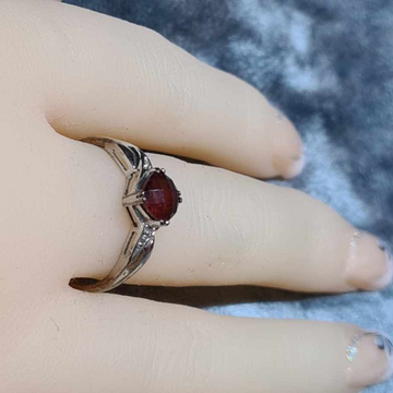 9ct Yellow and White Gold Almandine Garnet and Diamond Ring #25909