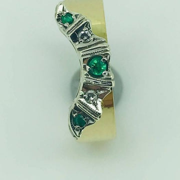 18ct Gold Eternity Ring with Diamonds and Emeralds 1009