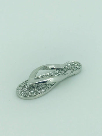 18ct White Gold and Diamond THONG Pendant 1039