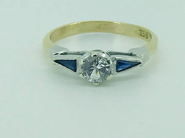 9ct Gold CZ and Sapphire Ring 1040