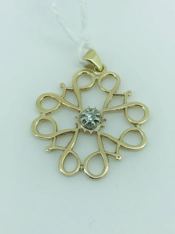 9ct Gold Diamond Pendant 1077