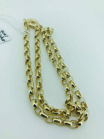 9ct Yellow Gold Necklace Belcher Chain with Plain Polished round links 1083