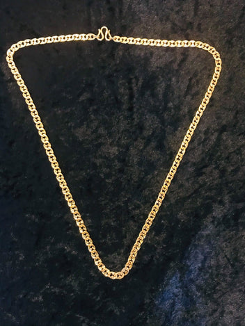 24ct 9999 Solid Gold Chain. Handmade flat curb Chain Necklace 1115