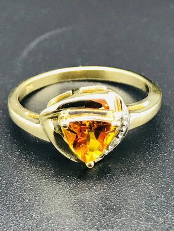 9ct Gold Citrine and Diamond Ring 1165