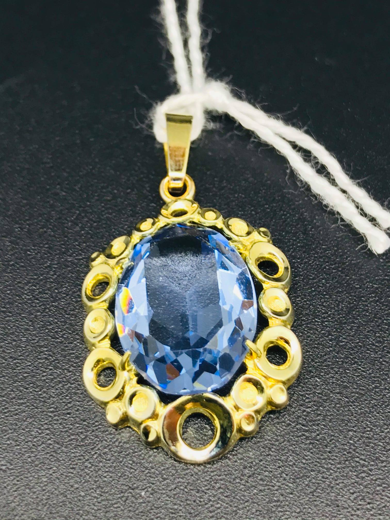 Blue stone outlet gold pendant