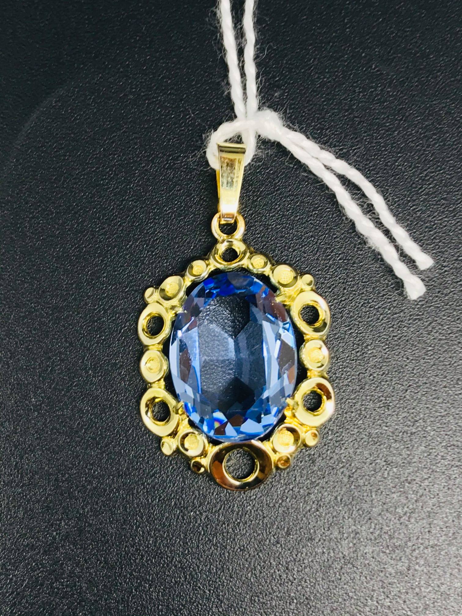 Blue stone outlet gold pendant