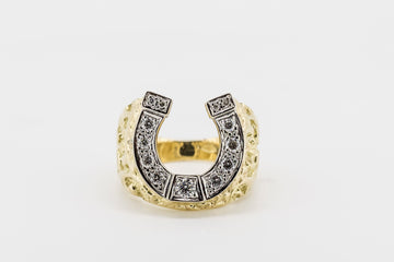 18ct gold and diamond horse shoe ring